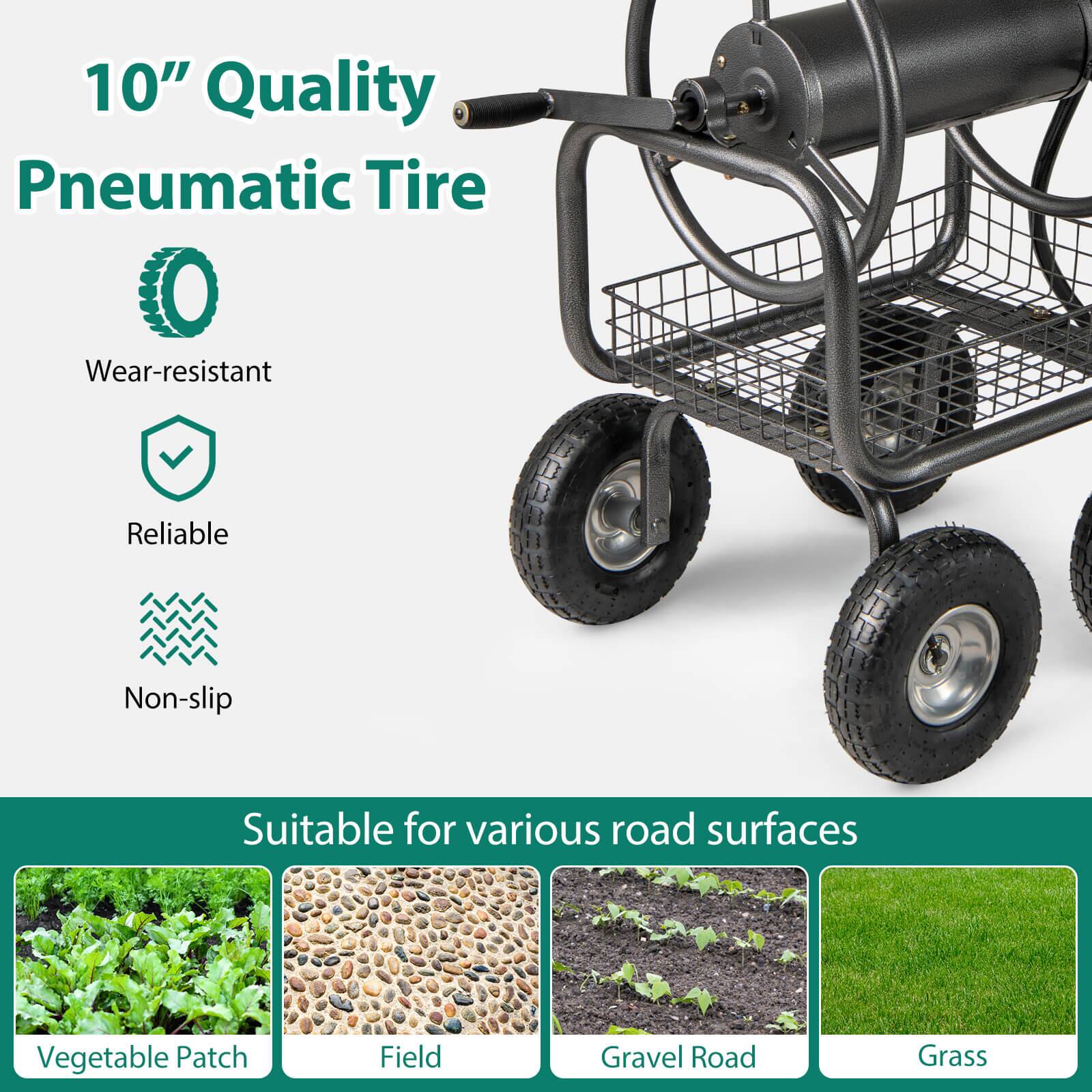10" Quality Pneumatic Tire

- Wear-resistant
- Reliable
- Non-slip

Suitable for various road surfaces

- Vegetable Patch
- Field
- Gravel Road
- Grass
