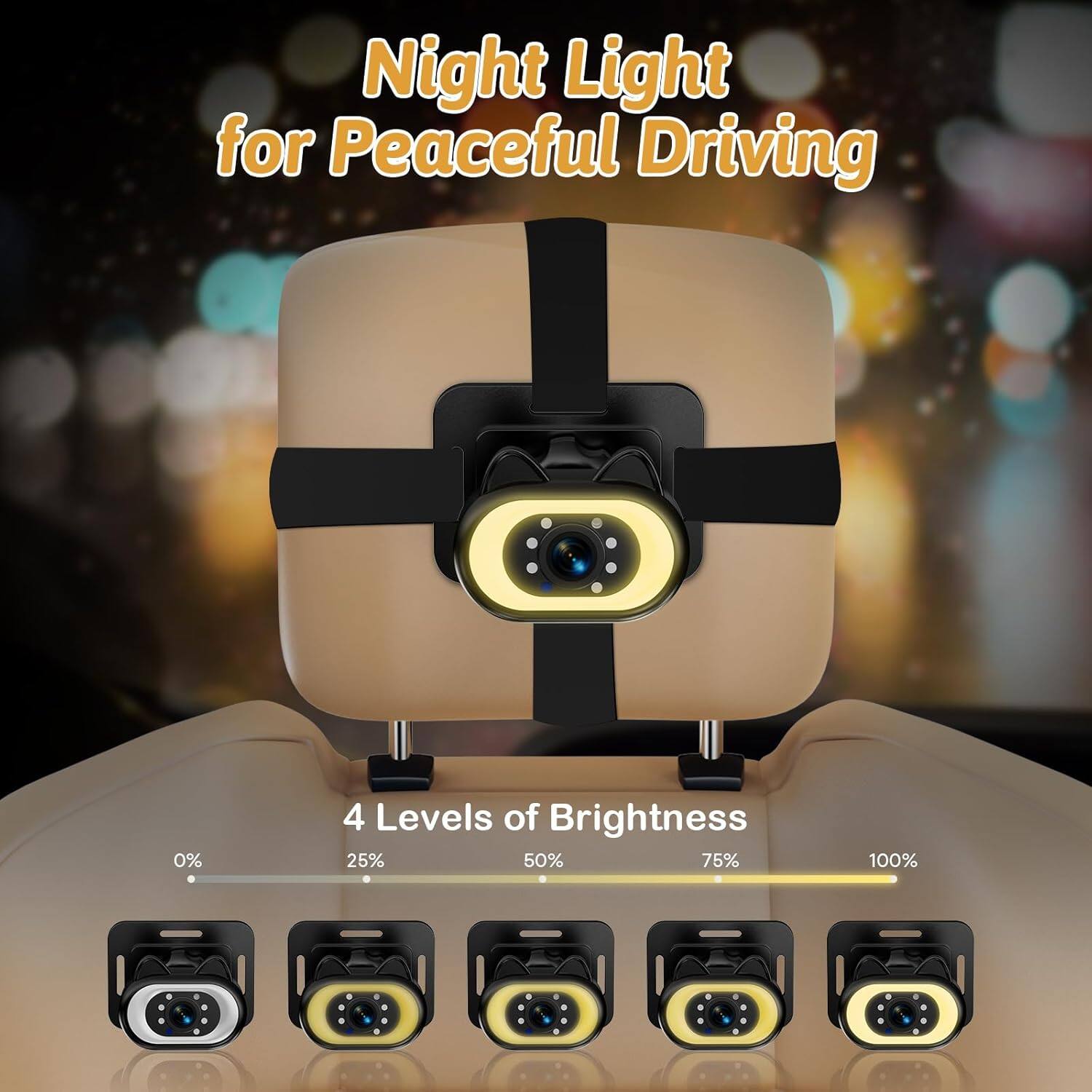 Night Light for Peaceful Driving

4 Levels of Brightness
0% 25% 50% 75% 100%