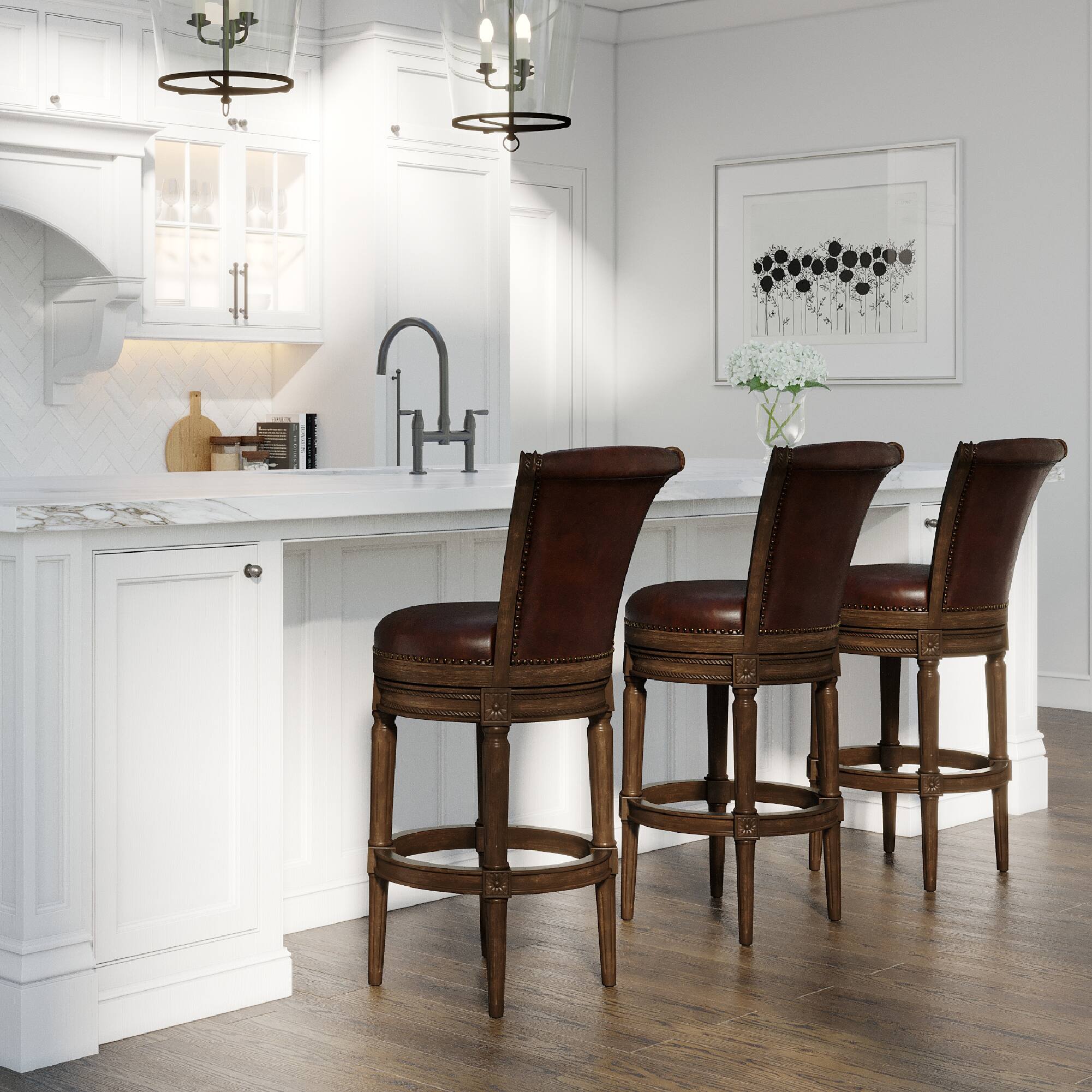 Alt View 4. Maven Lane - 31" Pullman Bar Stool In Dark Walnut Finish With Vegan Leather - Dark Walnut.