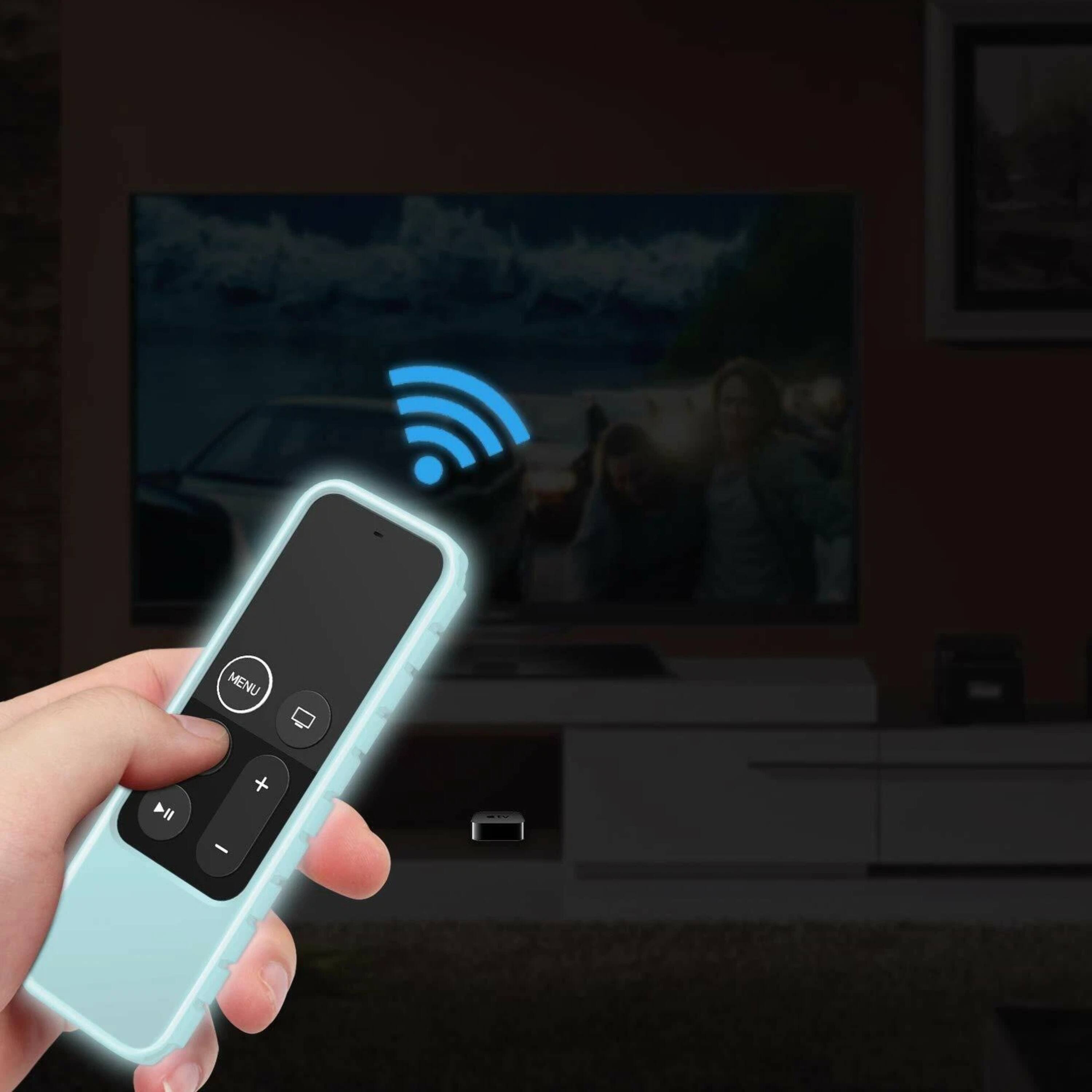 Angle. Kitcheniva - Silicone Case For Apple TV 4K / 4th Gen Siri Remote Controller Skyblue Glow in the Dark - Skyblue Glow in the Dark.