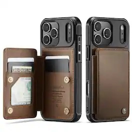 UUCOVER - PU Leather Flip Wallet Case for Apple iPhone 18 Pro Max with RFID Card Slots, Magnetic Clasp, Shockproof Kickstand Cover - Brown