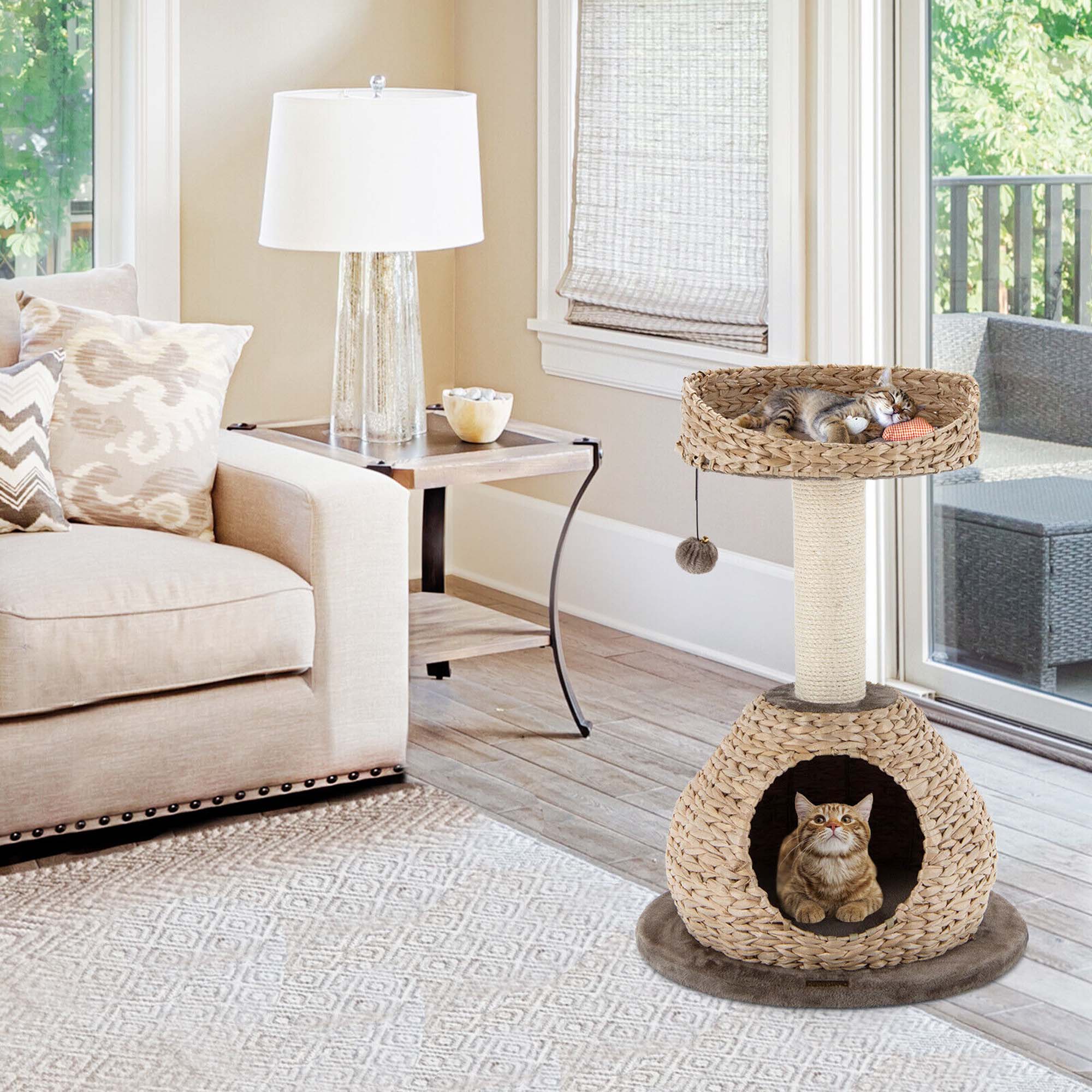 Alt View 2. Gymax - Gymax 28'' Hand-Made Cat Tree Tower Natural Bowl Shaped w/Perch.