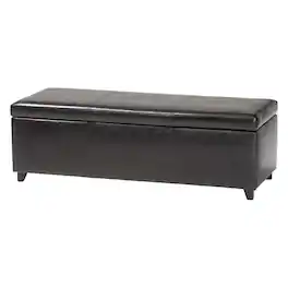 Baxton Studio - PU Leather Storage Bench Ottoman with Stitching - Dark Brown