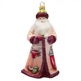 Joy to the World Collectibles - Joy to the World Glitterazzi Cosmopolitan Santa Polish Glass Christmas Ornament - Multicolor