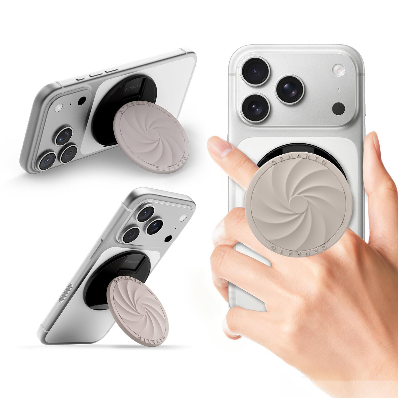 Ornarto - Vortuxe for MagSafe Phone Grip, Soft Liquid Silicone Phone Ring Holder for Back of Phone - Stone Gray