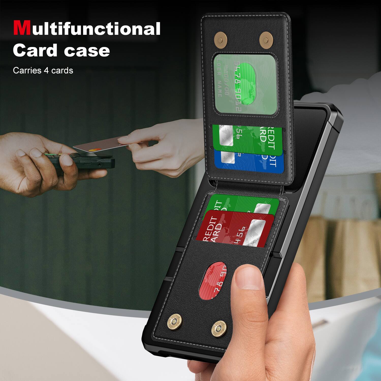 Multifunctional Card case  
Carries 4 cards