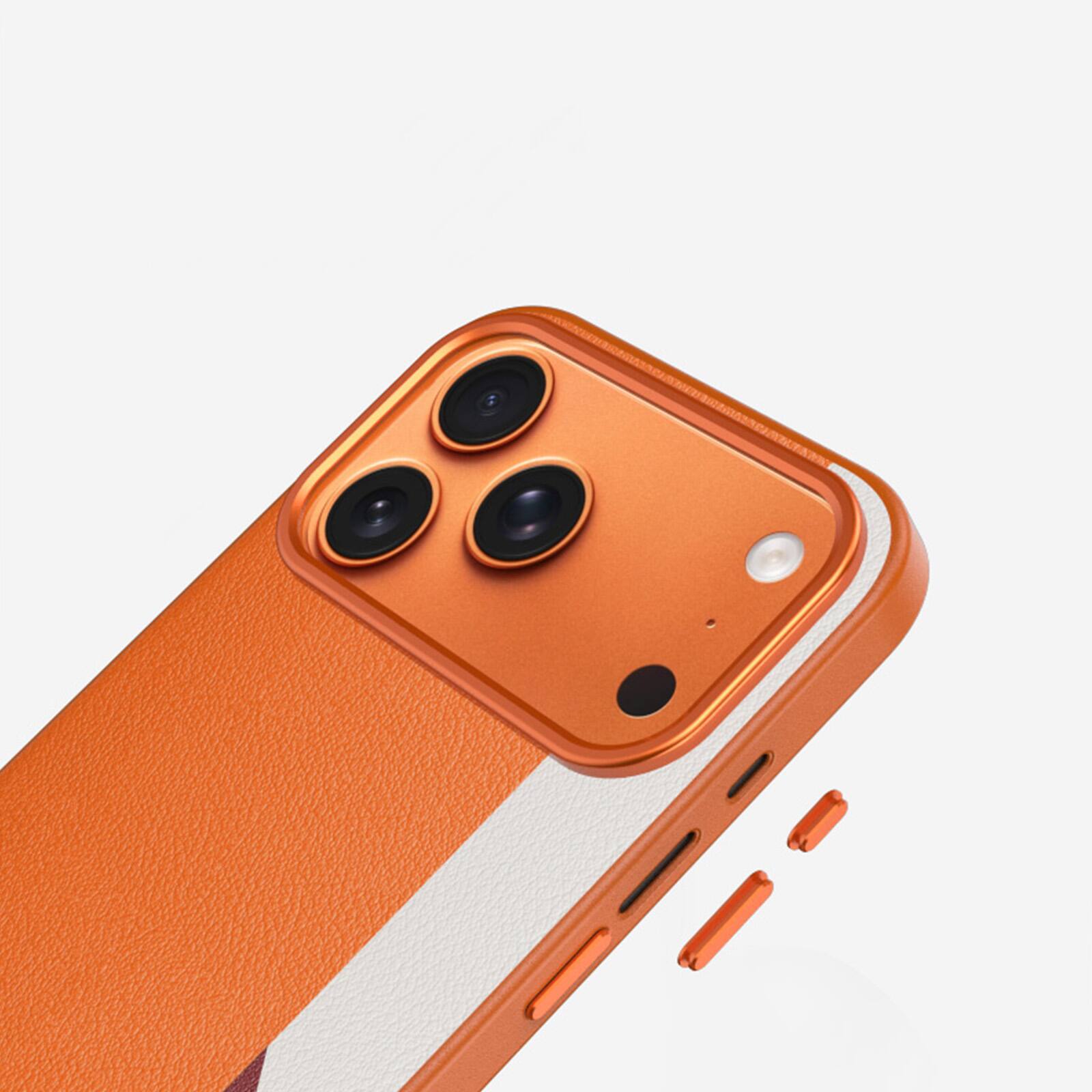 Alt View 6. Dteck - Magnetic Case for Apple iPhone 17 Pro, Leather Texture Shockproof Protective Cover, Enhanced Camera Protection - White.