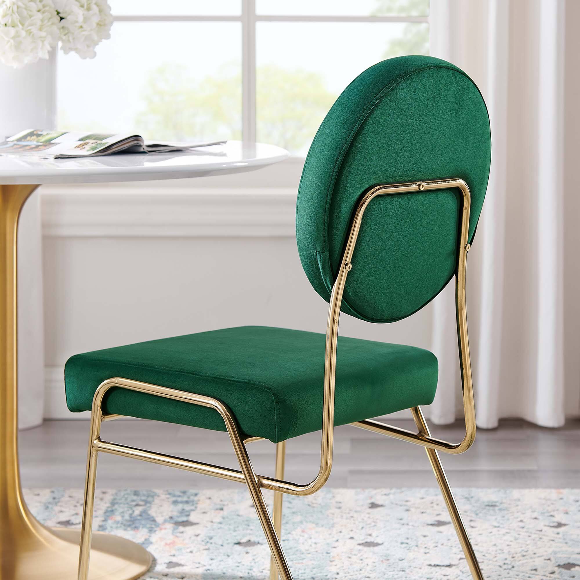 Alt View 1. Modway - Craft Performance Velvet Dining Side Chair by Modway - Gold Green.
