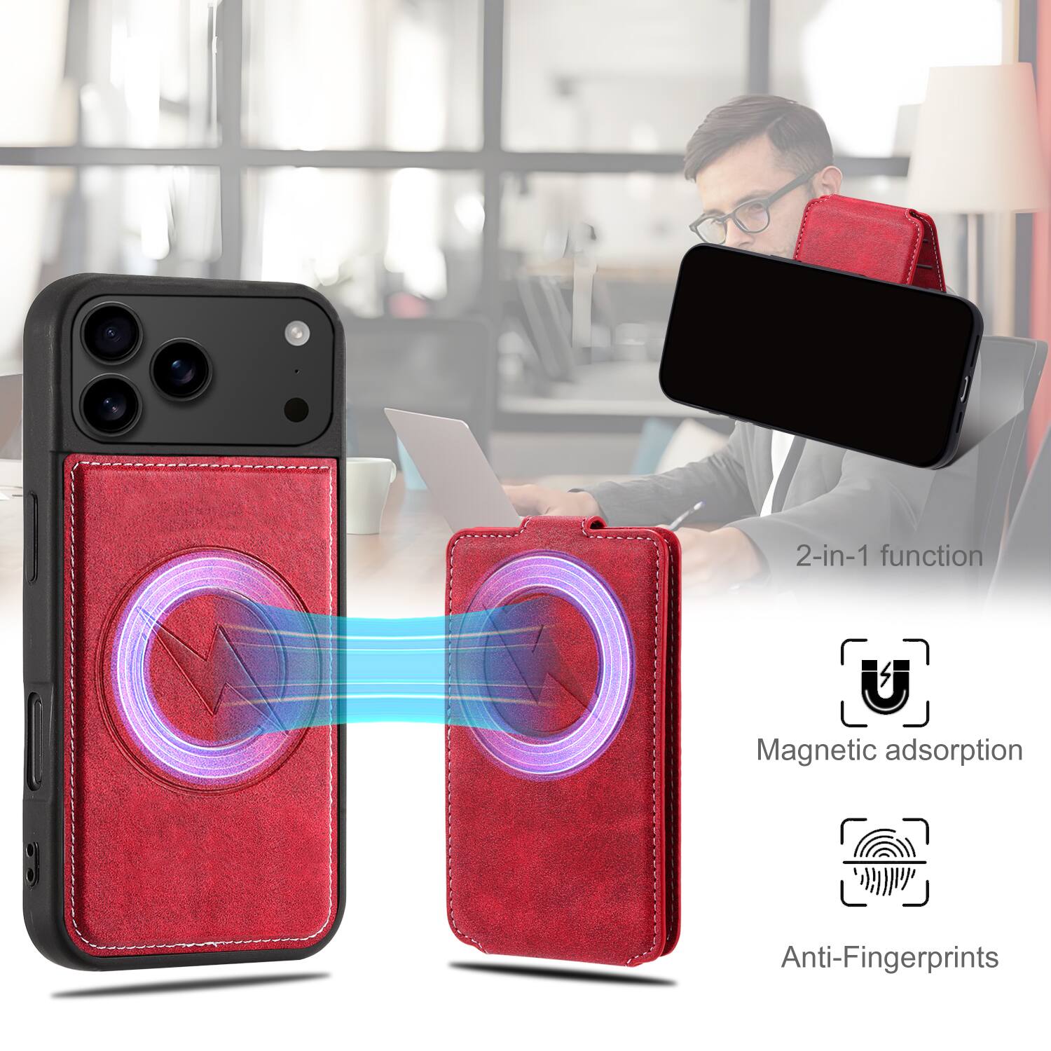 2-in-1 function  
Magnetic adsorption  
Anti-Fingerprints