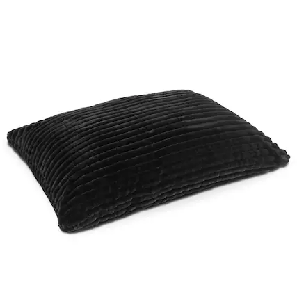 Front. Jaxx - Jaxx Pillow Saxx 5.5-Foot Faux Fur - Luxuriously Soft Bean Bag Floor Pillow and Lounger, Mondo Black - Faux Fur Black.