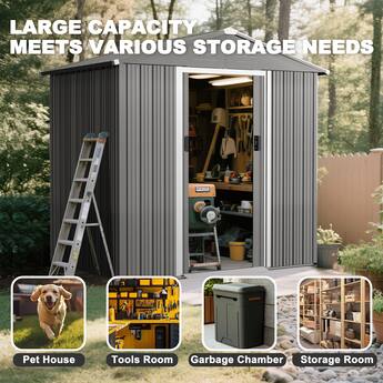 Nuu Garden 6 x 4 FT Outdoor Galvanized Steel Garden Storage Shed Nuu Garden 6 x 4 FT Outdoor Galvanized Steel Garden Storage Shed