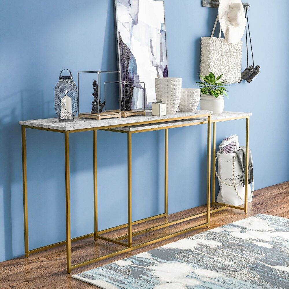 Alt View 2. Furniture of America - Dallan Metal 2-Piece Nesting Sofa Table - White.