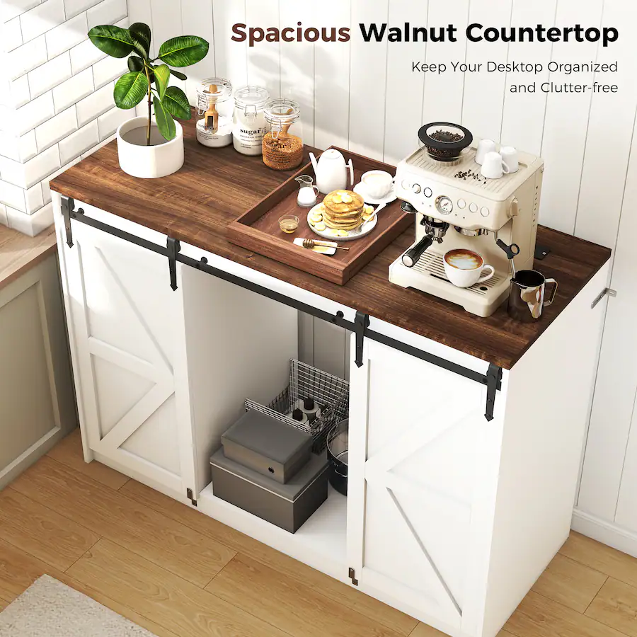 Mini Easy Space Skyzoo Mini Fridge Cabinet with Built In Fridge Space, Farmhouse Coffee ...