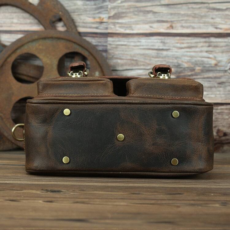 Alt View 8. Steel Horse Leather - The Faust | Vintage Leather Camera Bag - Dark Brown.