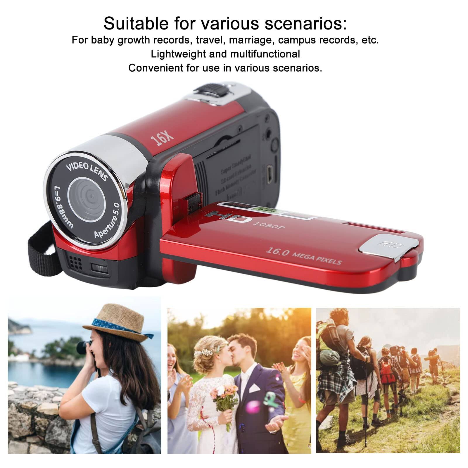 Suitable for various scenarios:  
For baby growth records, travel, marriage, campus records, etc.  
Lightweight and multifunctional  
Convenient for use in various scenarios.  

VIDEO LENS  
6-7 mm  
Aperture 5.0  
16X  
16.0 MEGA PIXELS  
1080P