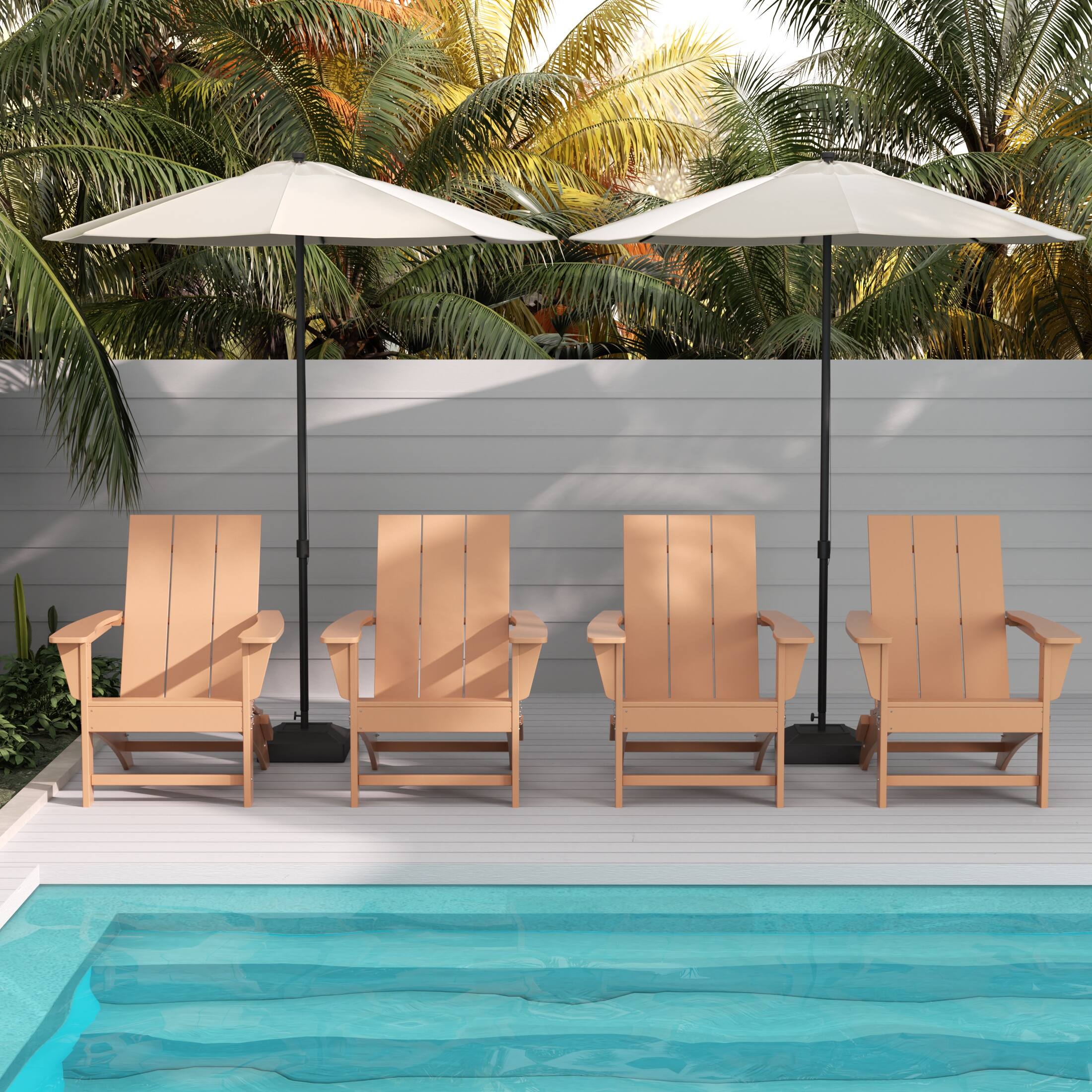 Angle. WestinTrends - WestinTrends Ashore Modern Outdoor Folding Adirondack Chair (Set of 4) - Teak.