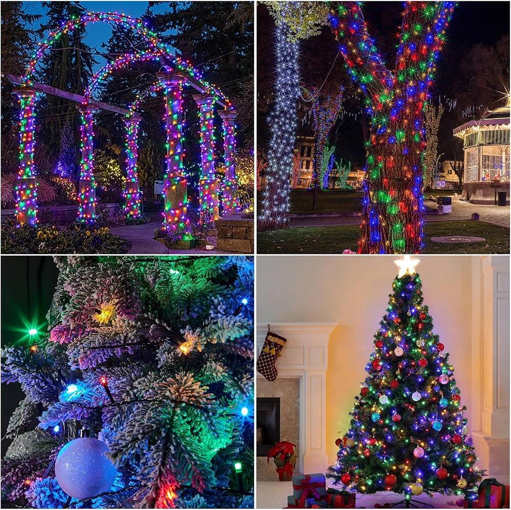 Back. Schertz - 1000 LED Christmas String Lights with Remote & Timer - multicolor.