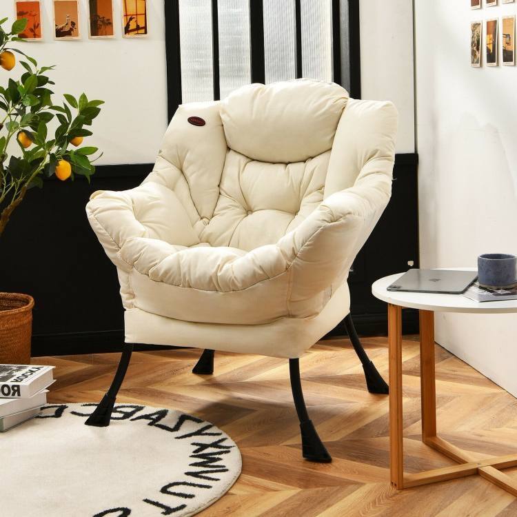 Left. Hivvago - Upholstered Contemporary Cushioned Accent Chair with Side Pocket in Beige - cream.