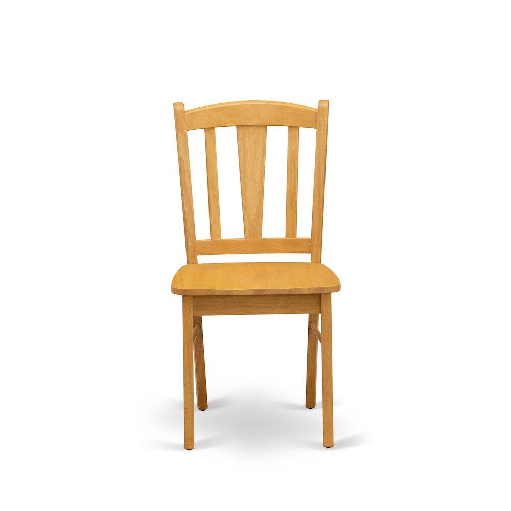 Left. East West Furniture - OXDL5-OAK-W - 5-Piece Dining Room Table Set- 4 Wooden Chair and Wood Dining Table - Wooden Seat and Slatted Chair Back - Oak.