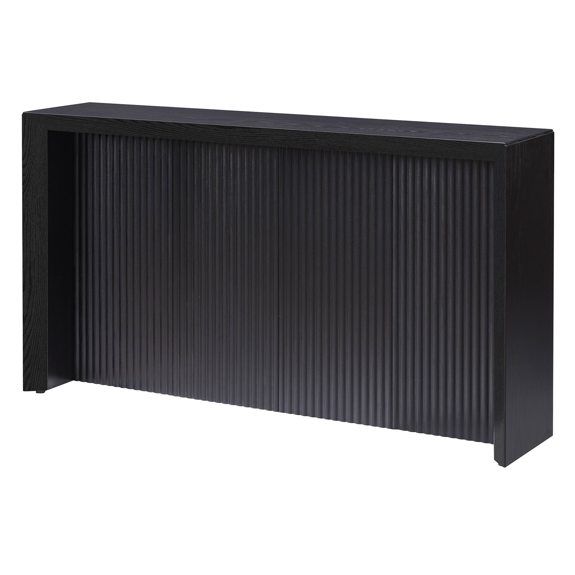 Left. Hudson&Canal - Piedmont 56" Wide Rectangular Fluted Console Table - Black.