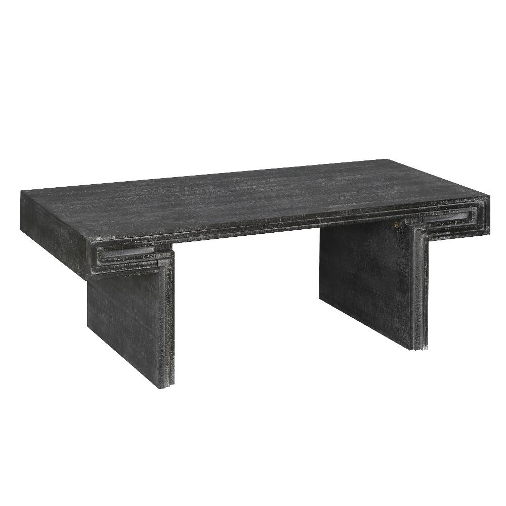 Alt View 4. Loheer - Loheer vintage industrial coffee table Antique Black Double Tier Forty Eight Inch - Antique Black.