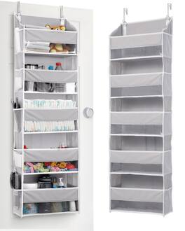 Dazzling Pops - ULG 1 Pack Over The Door Organizer 5 Shelf Door Organizer Hanging 10 Side Pockets, Reinforced Capacity - Grey 1 Pack