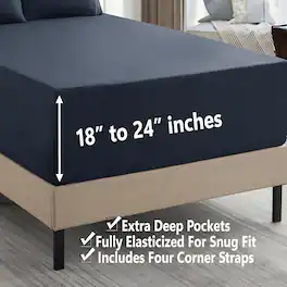 Sweet Home Collection - 18"-24" Extra Deep Pocket, 4-Piece Bed Sheets Set, Full - Navy