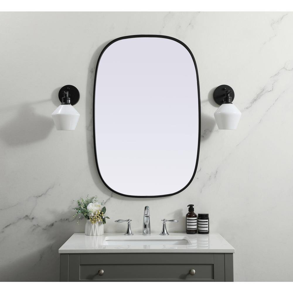Alt View 4. Elegant Decor - Metal Frame Oval Mirror 24x36 Inch in Black - Black.