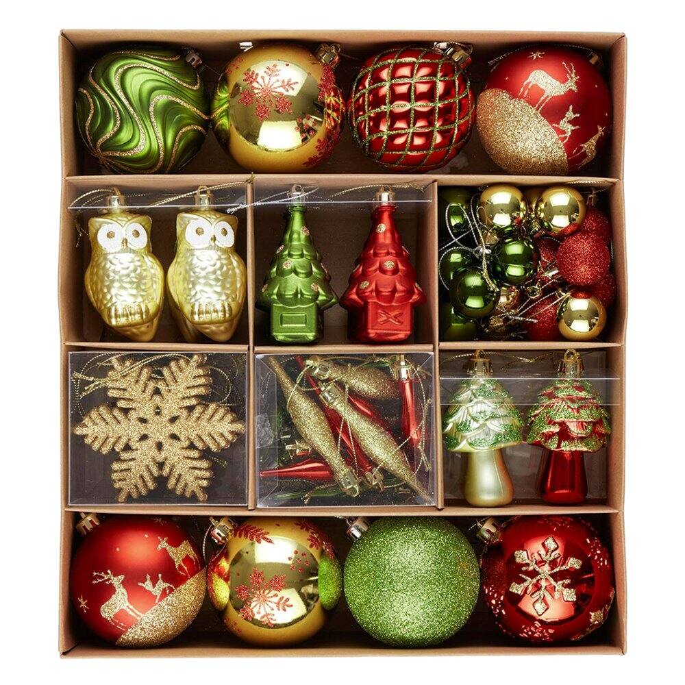 OrnamentallyYou - Super Large Enchanted Christmas Forest Ornament Bundle Set of 80 Snowflakes Icicles and Trees - Multi-colored
