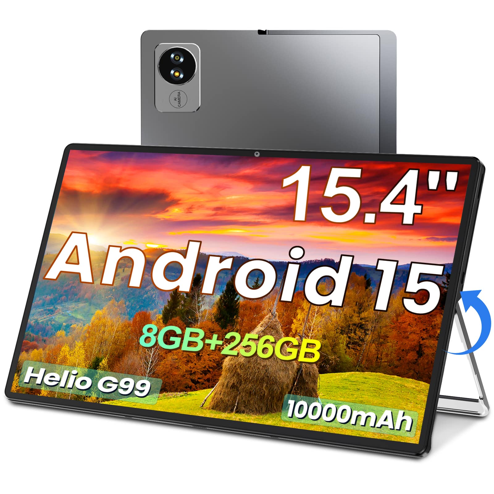Jumper - Tablet 15.4 inch, Android 15 Tablet, 8GB 256GB Tablets, Helio G99 Processor 10000mAh Battery, 1920x1080 IPS - Gray