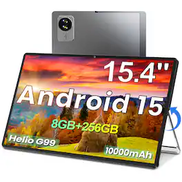 Jumper - Tablet 15.4 inch, Android 15 Tablet, 8GB 256GB Tablets, Helio G99 Processor 10000mAh Battery, 1920x1080 IPS - Gray