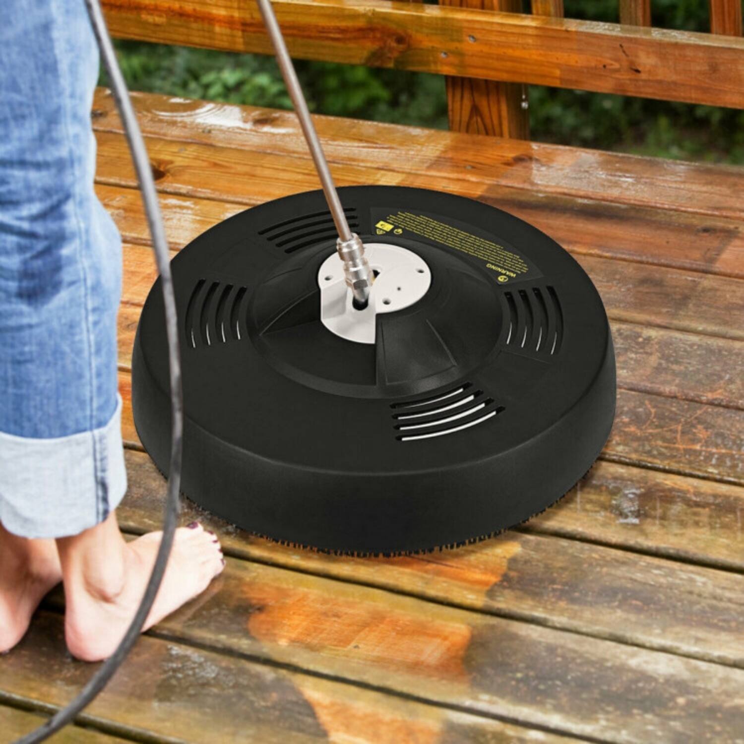 Alt View 6. LUCKY ONE - 16 Inch Surface Cleaner Pressure Washer Attachment 3000 PSI with 2 Rotating Nozzles - Accessory - Black.