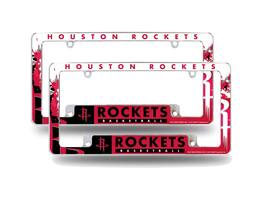 Rico Industries - Houston Rockets NBA (Set of 2) Chrome Metal License Plate Frames with Bold Full Frame Design - Multi