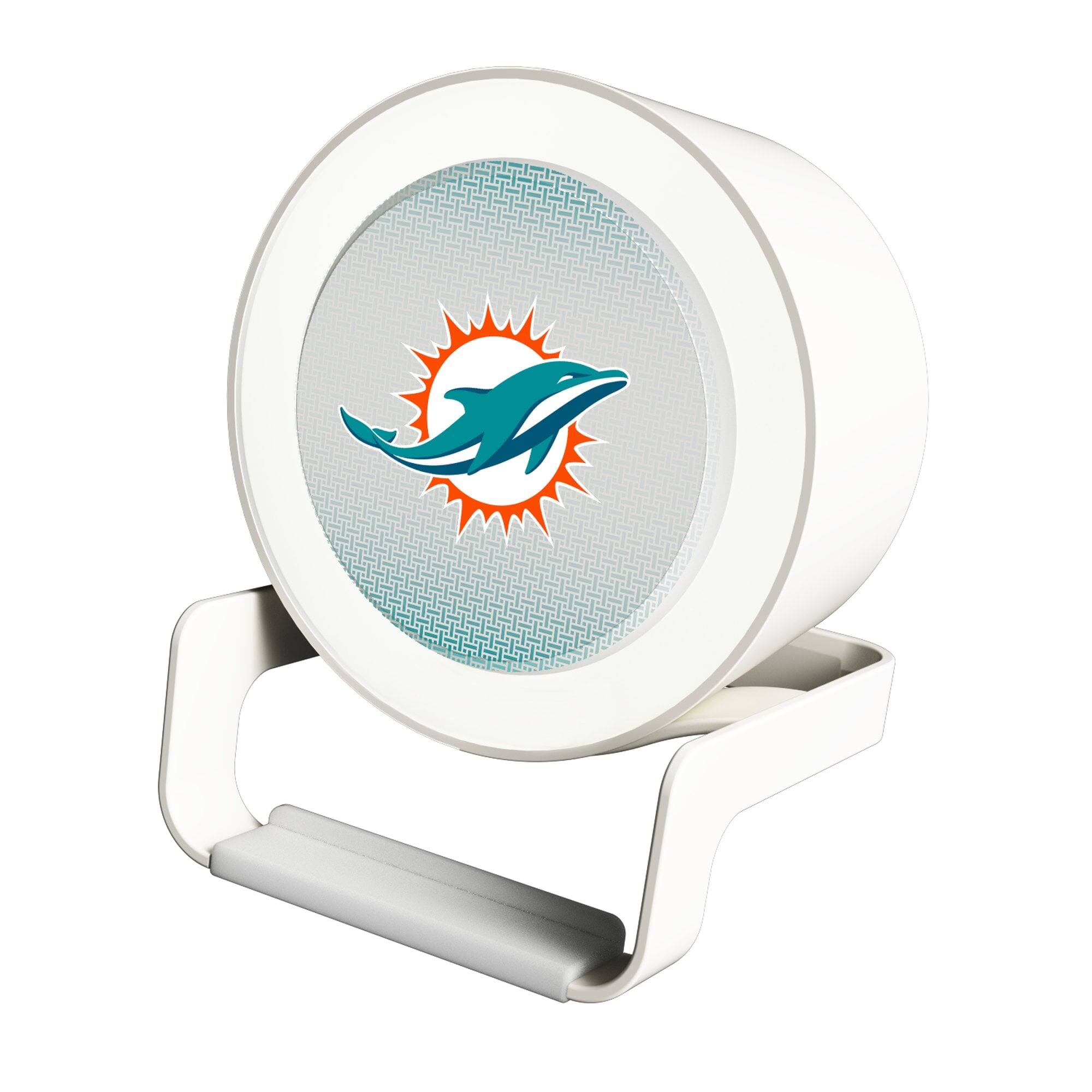 Front. Keyscaper - Miami Dolphins Linen Print Nightlight Charger & Bluetooth Speaker - White.