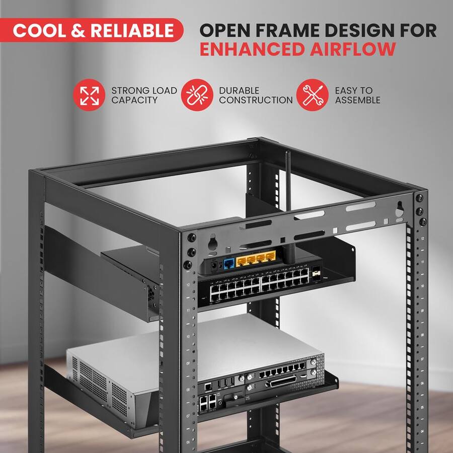 Openserver Case Rack Mountable Pyle 15U Server Rack Network Cabinet Open Frame Rack, Wall Mountable ...