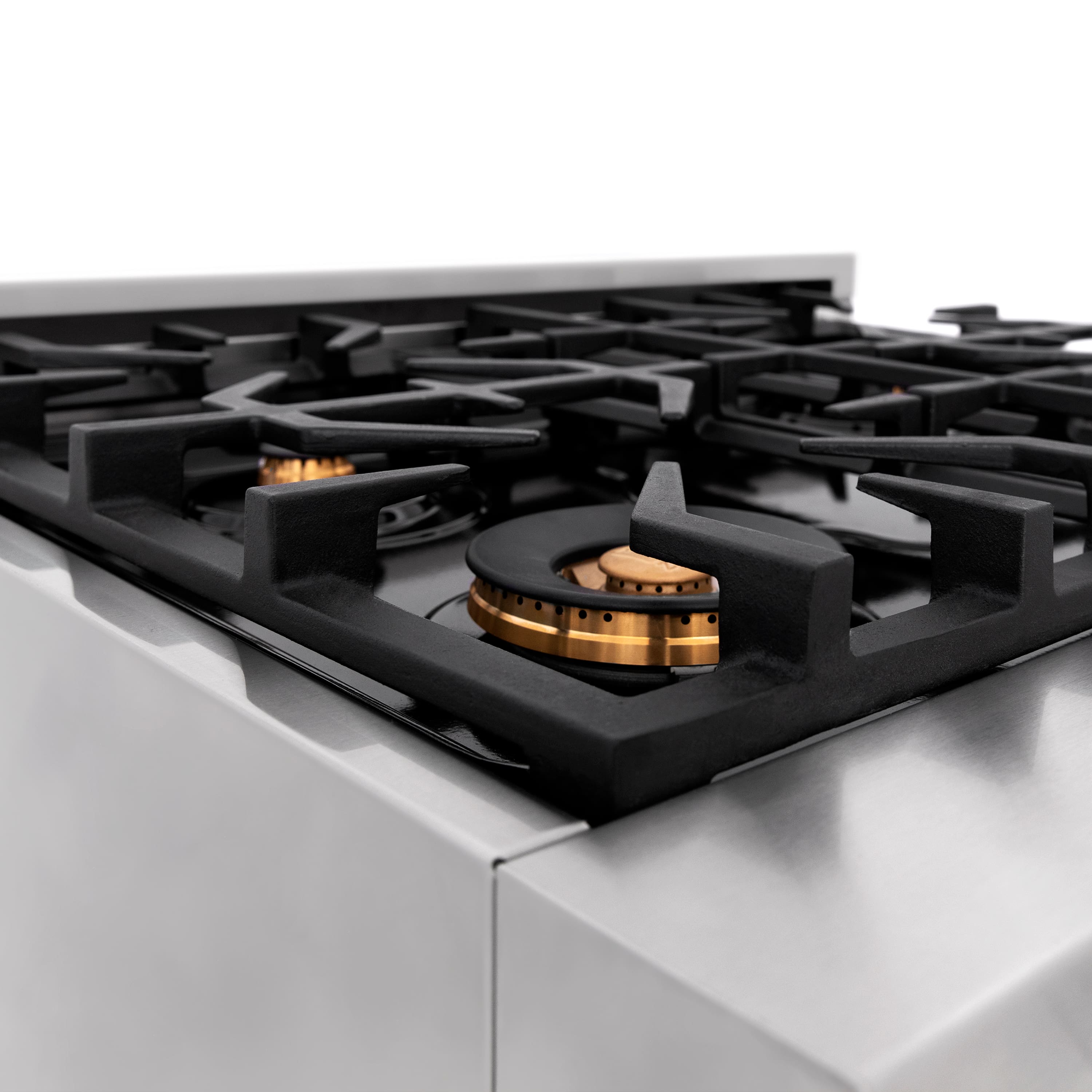 Back. ZLINE - 30" Legacy Dual Fuel Range w/ Gas Cooktop & Electric Oven w/ 4 Brass Burners (RA-BR-30) - Stainless steel.