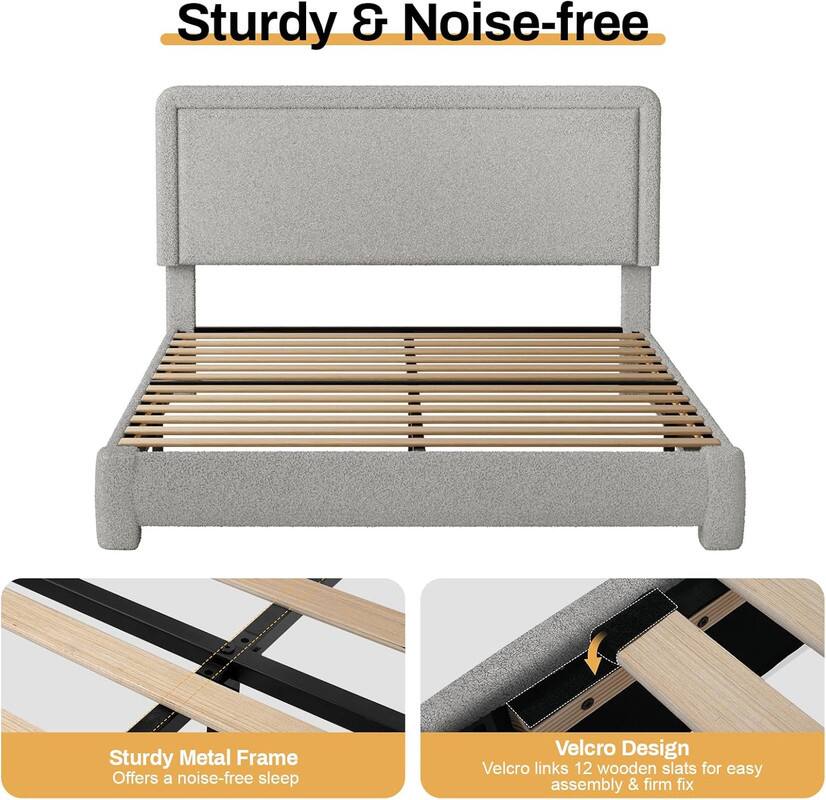 Sturdy & Noise-free

Sturdy Metal Frame  
Offers a noise-free sleep

Velcro Design  
Velcro links 12 wooden slats for easy assembly & firm fix