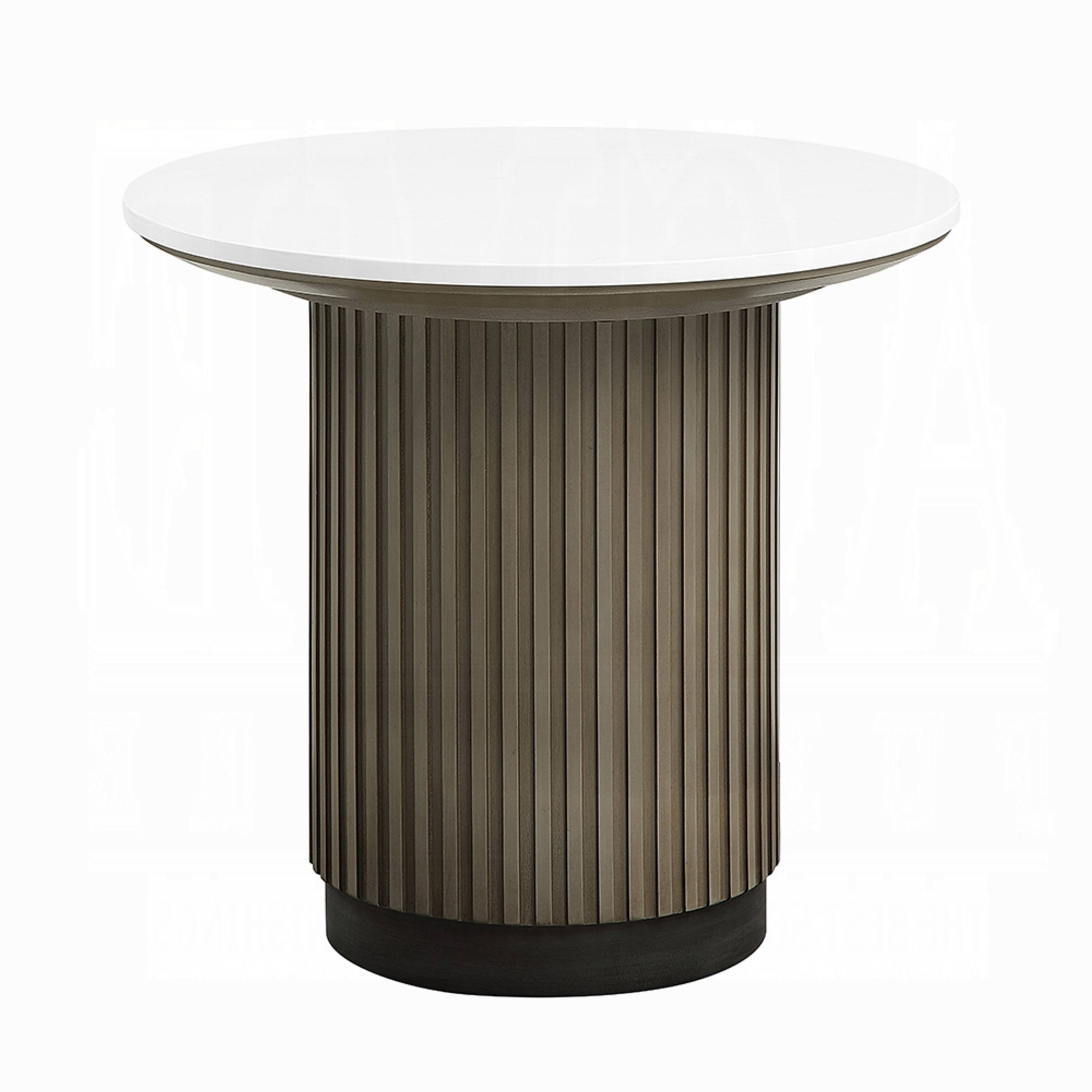 Alt View 1. Manhattan Lane - Jeh Side End Table, 22 Inch White Round Top, Fluted Base - White, Oak Brown, Black.