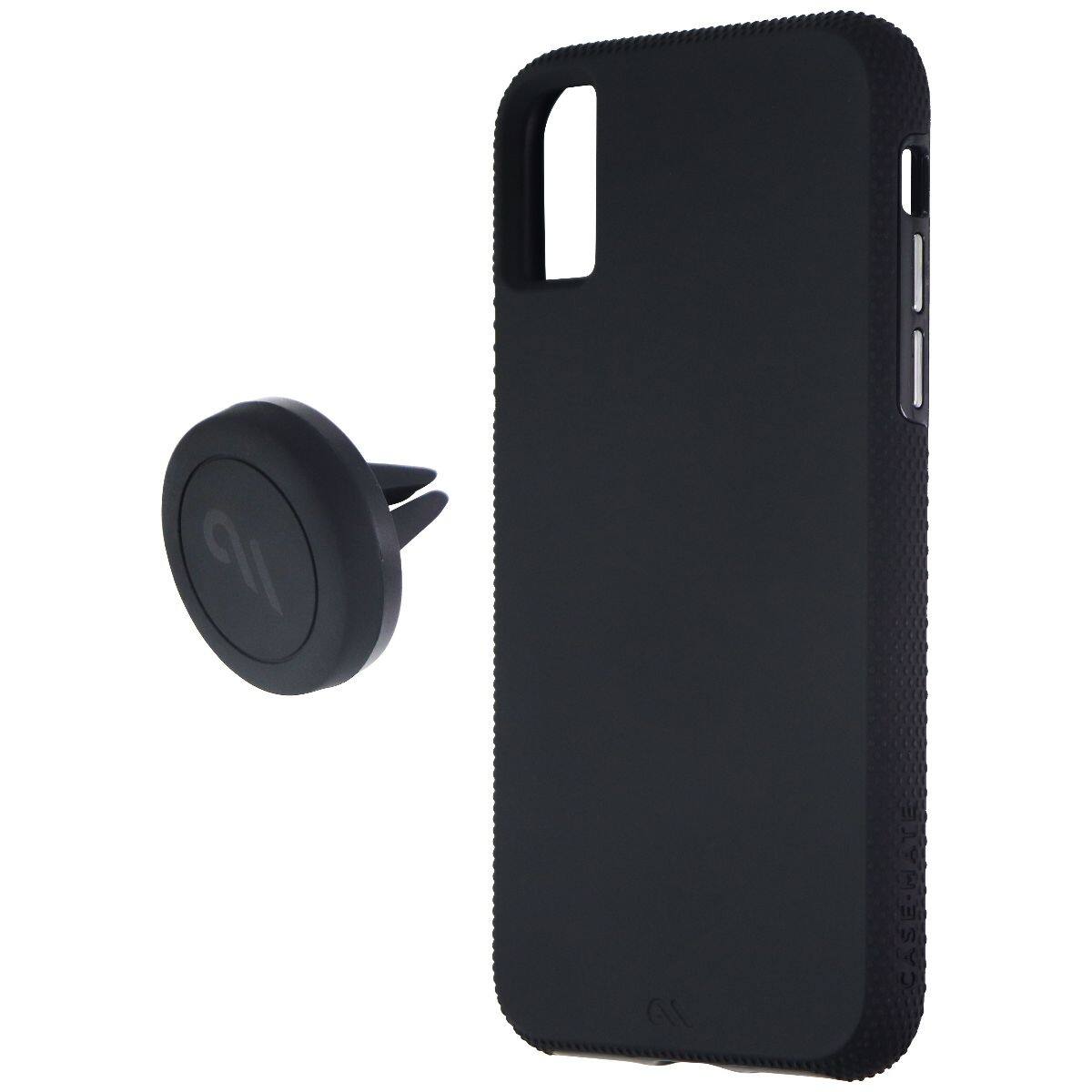 Front. Case-Mate - Case-Mate Tough Hard Case + Magnetic Car Mount for Apple iPhone Xs/X - Black - Black.