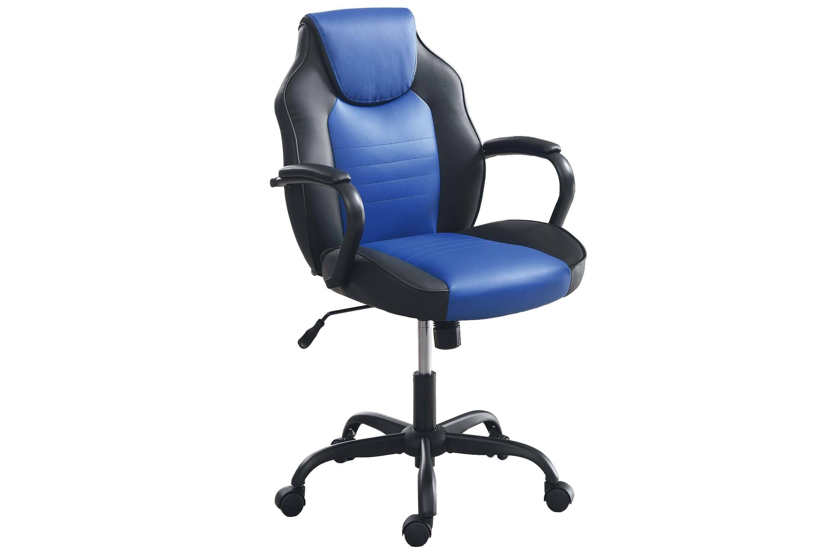 Alt View 5. Spaco - Spaco Gaming Executive Office Chair, Faux Leather Chairs Casters Plush Padded Chair with Arms Comfortable Modern Stylish - Black+Blue.