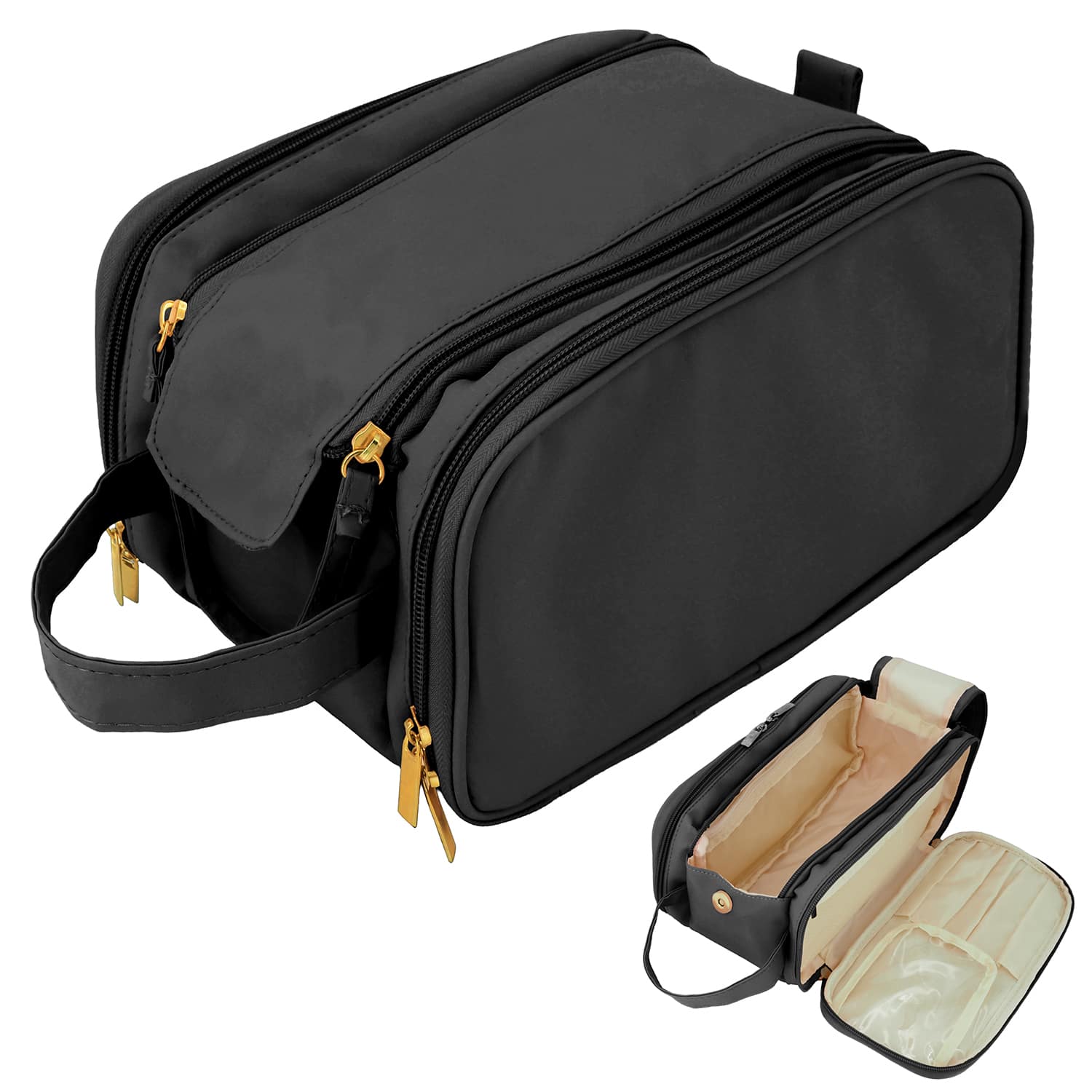 Mber - Makeup Bag Travel Toiletry Bag Travel, Zipper Cosmetic Bags Organizer for Skincare & Toiletries Travel Bag - Black