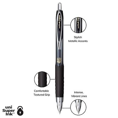 uni Super Ink  
Stylish Metallic Accents  
Comfortable Textured Grip  
Intense, Vibrant Lines