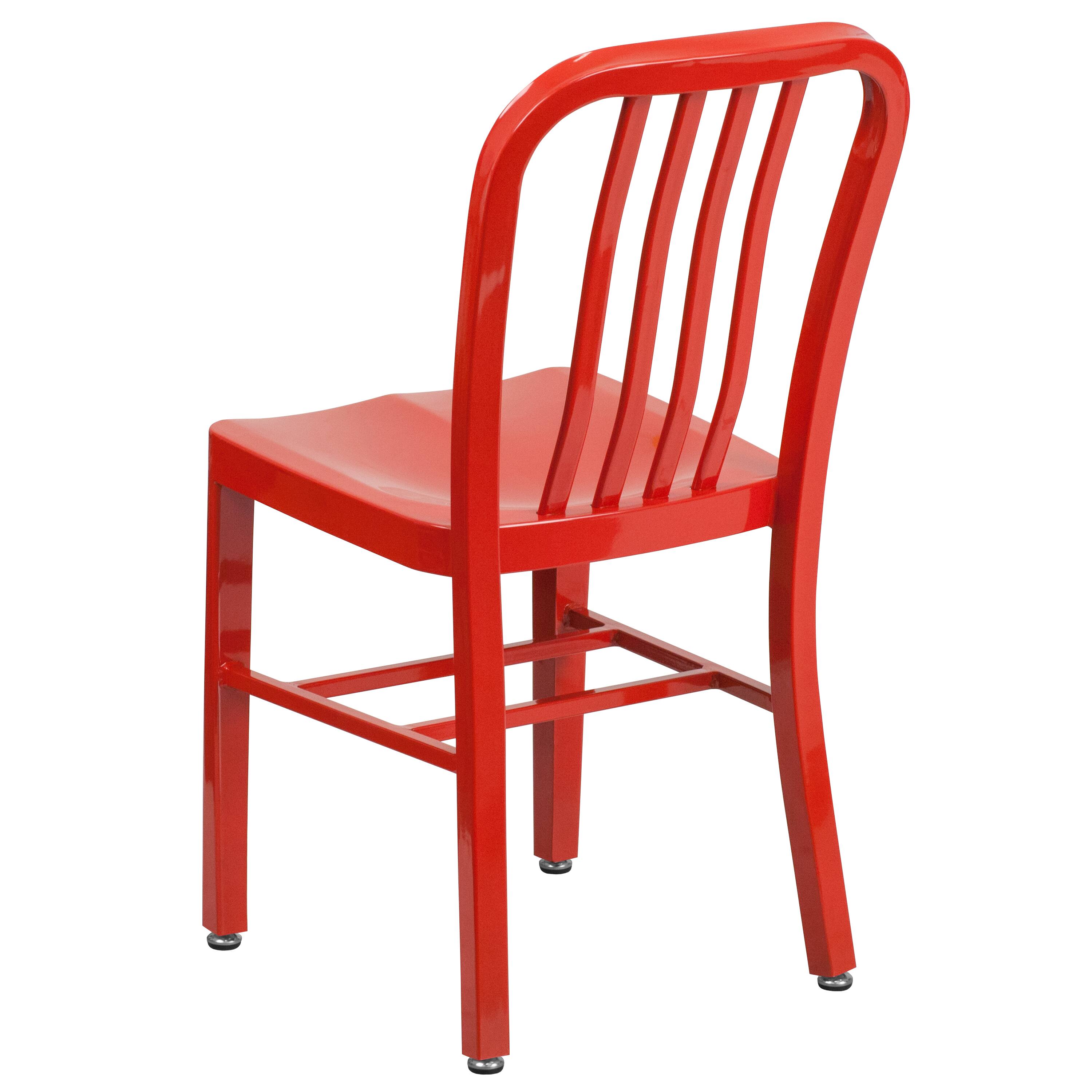 Alt View 5. Emma + Oliver - Commercial Grade Colorful Metal Indoor-Outdoor Chair - Red.
