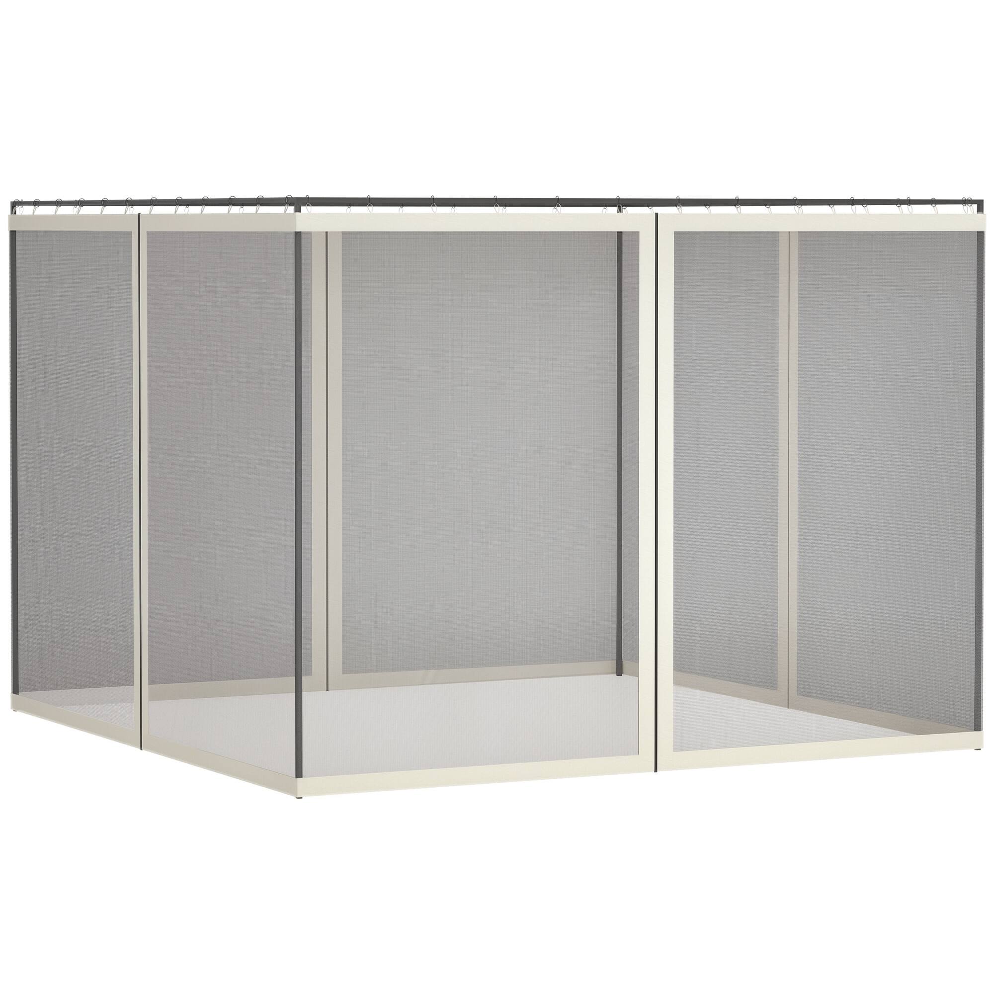 Front. Outsunny - Replacement Mesh Sidewall Netting for 10' x 13' Gazebos and Canopy Tents with Zippers - White.