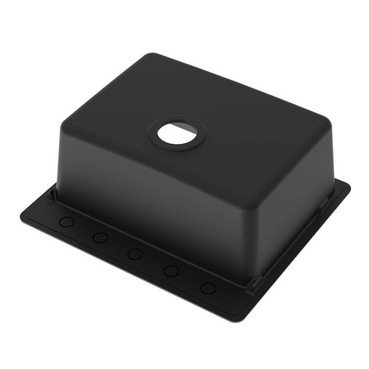 Back. Winpro - Winpro Dual Mount Granite Composite 25 in. L x 22 in. L x 9-1/2 in. 0-5 Faucet Hole Single Bowl Kitchen Sink in Black - Black.