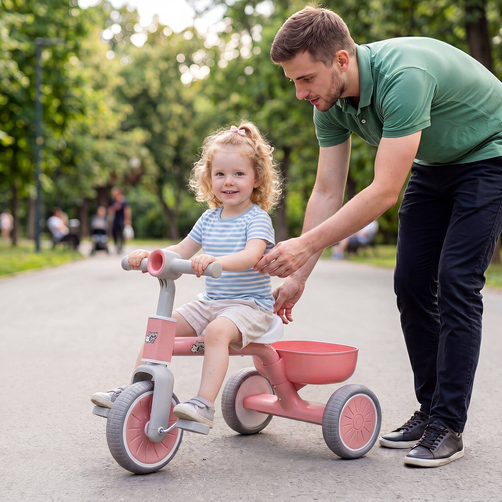 Alt View 1. Costway - Costway Toddler Tricycle 2-In-1 Kids Tricycle Auxiliary Balance Bike - Pink.