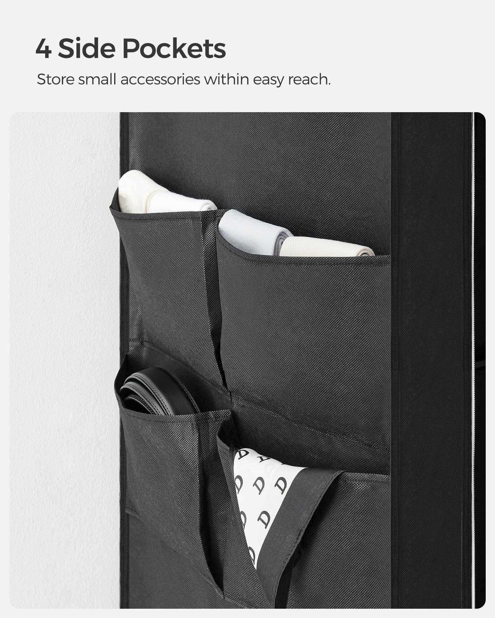 4 Side Pockets  
Store small accessories within easy reach.