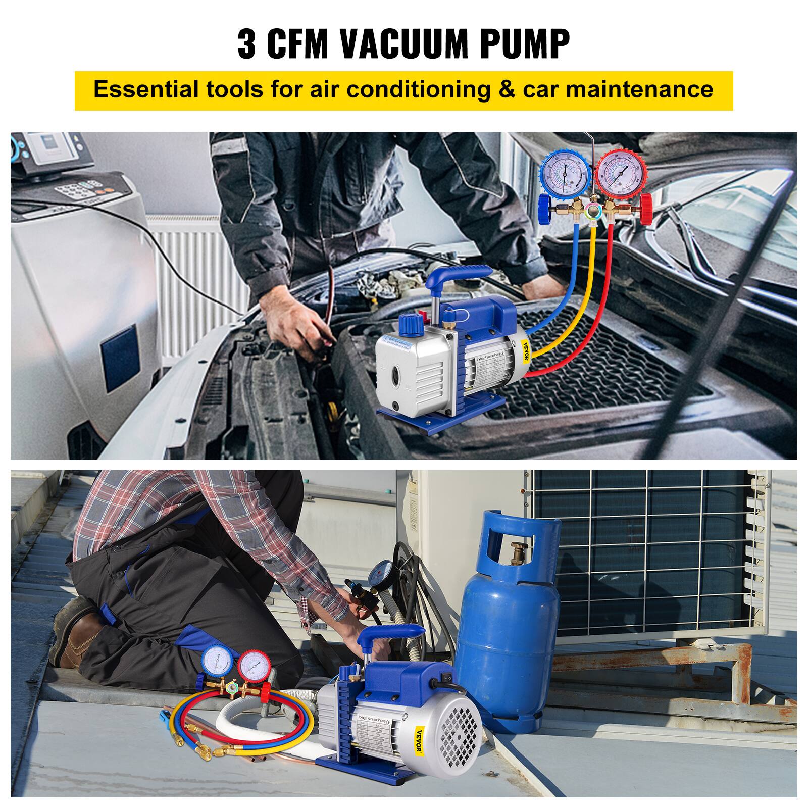 3 CFM VACUUM PUMP  
Essential tools for air conditioning & car maintenance