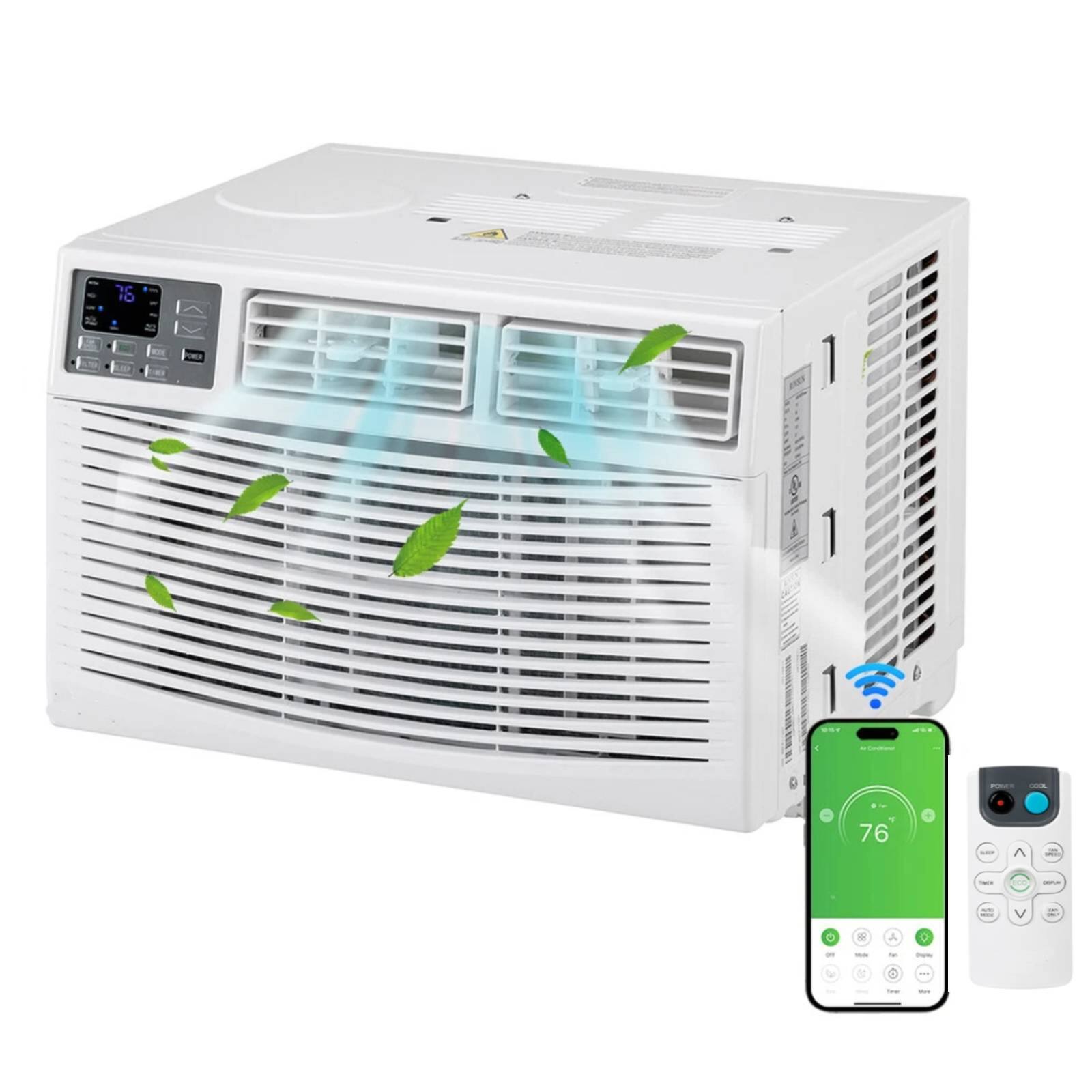 Angle. Winado - 18000 BTU Window Air Conditioner with WiFi, Energy Saving Window AC Unit with Remote & App Control, Timer Function - White.