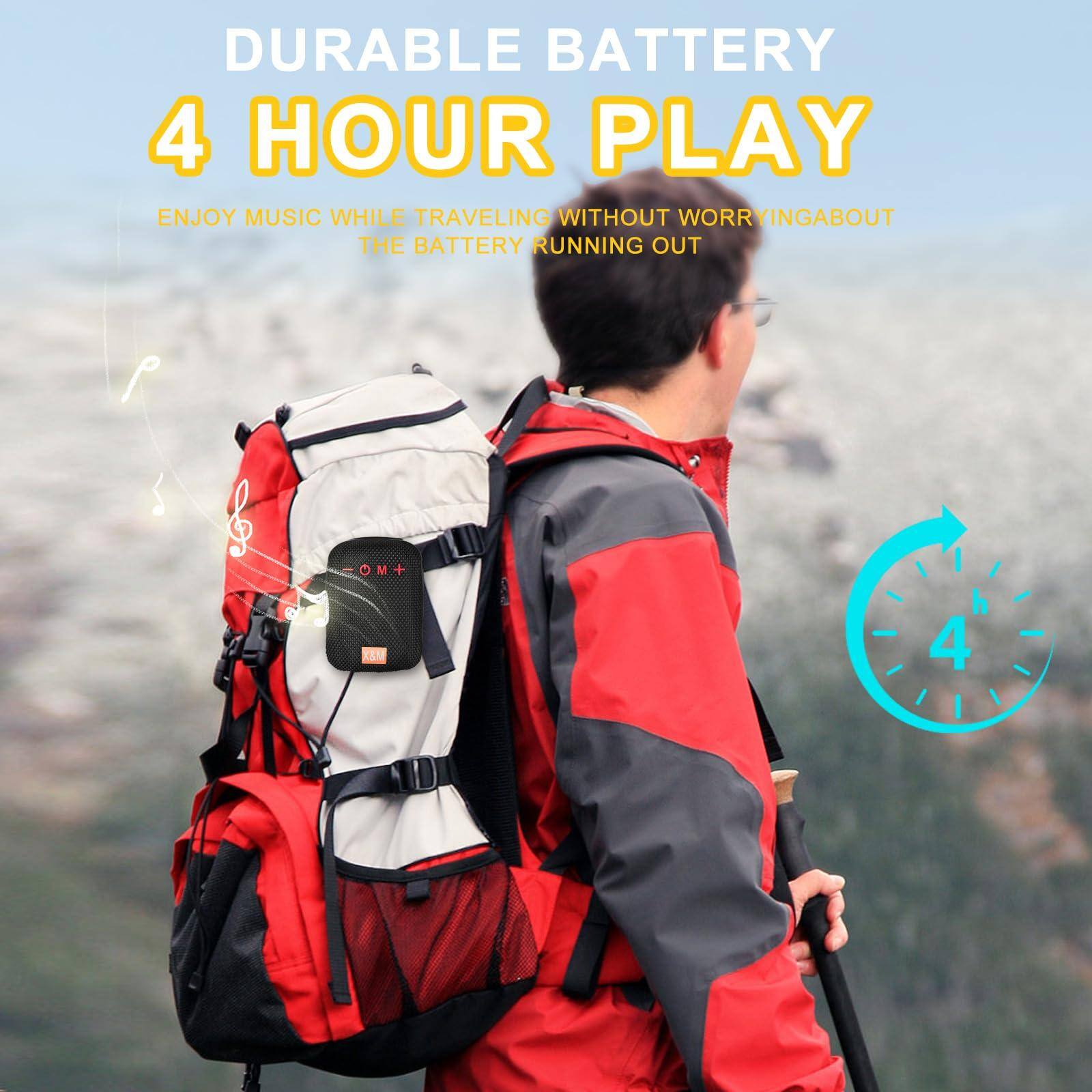 DURABLE BATTERY  
4 HOUR PLAY  

ENJOY MUSIC WHILE TRAVELING WITHOUT WORRYING ABOUT THE BATTERY RUNNING OUT